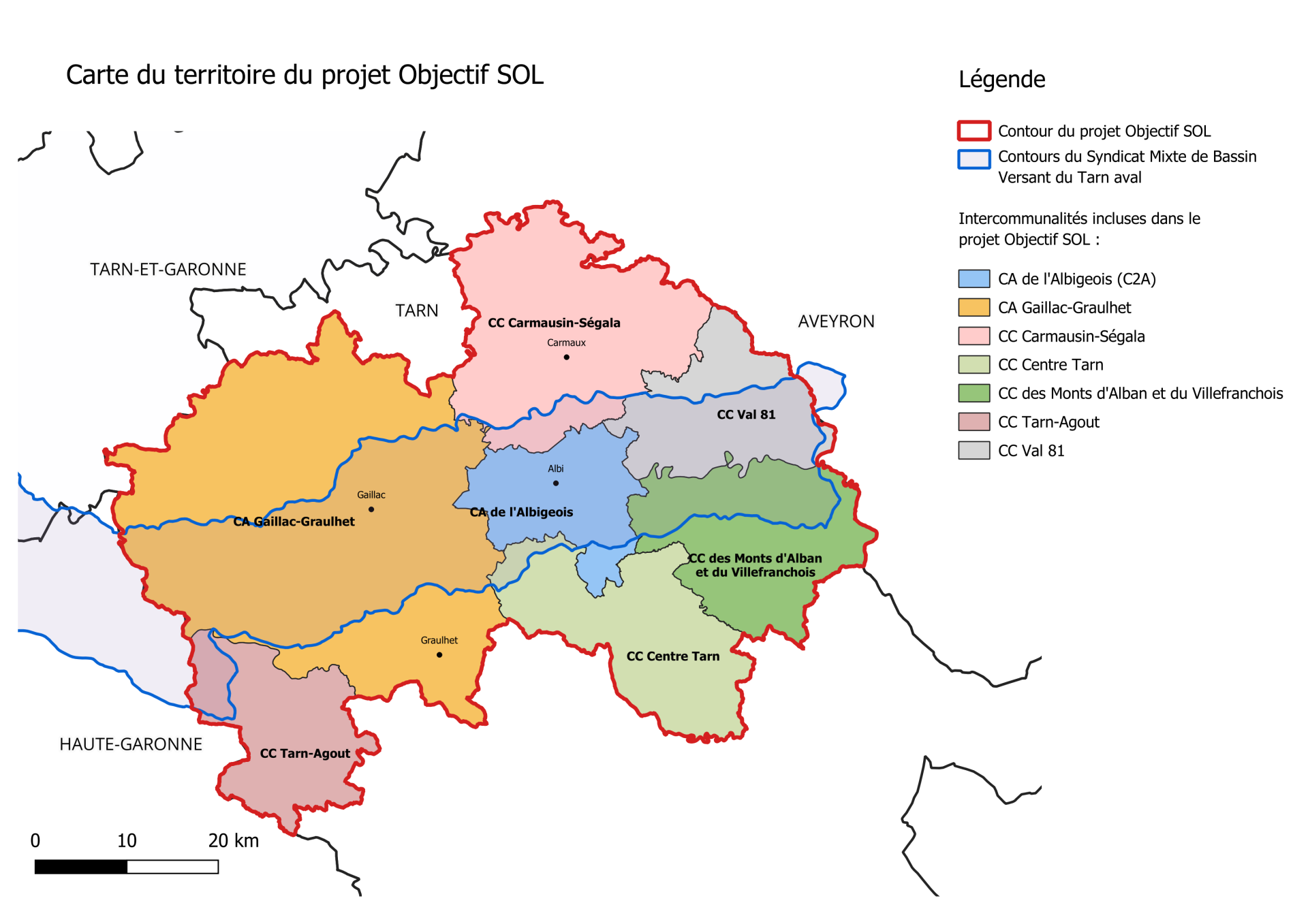 Carte du territoire d'Objectif SOL