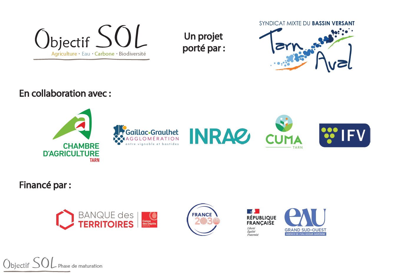 Partenaires de la phase de maturation d'Objectif SOL